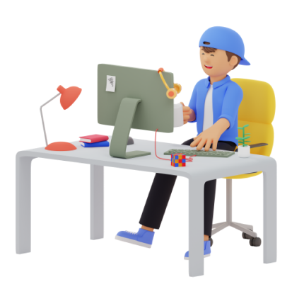 3d картинка человека за компьютером